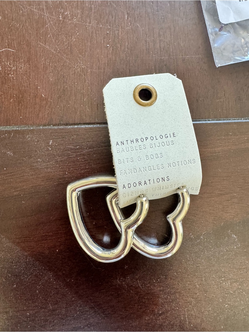 Anthropologie Silver Heart Hoop Rings